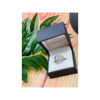 925 Sterling Silver Topaz Openwork Ring Size 7