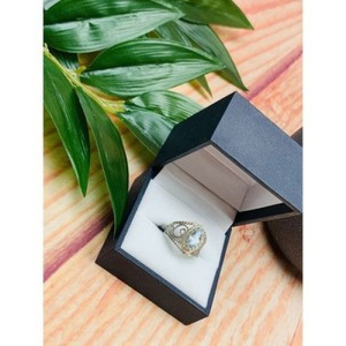 925 Sterling Silver Topaz Openwork Ring Size 9