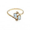 10K Yellow Gold Aquamarine & Diamonds Ring Size 5.5
