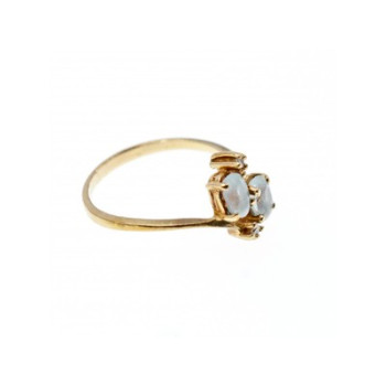 10K YELLOW GOLD  AQUAMARINE & DIAMONDS RING SIZE 5.5