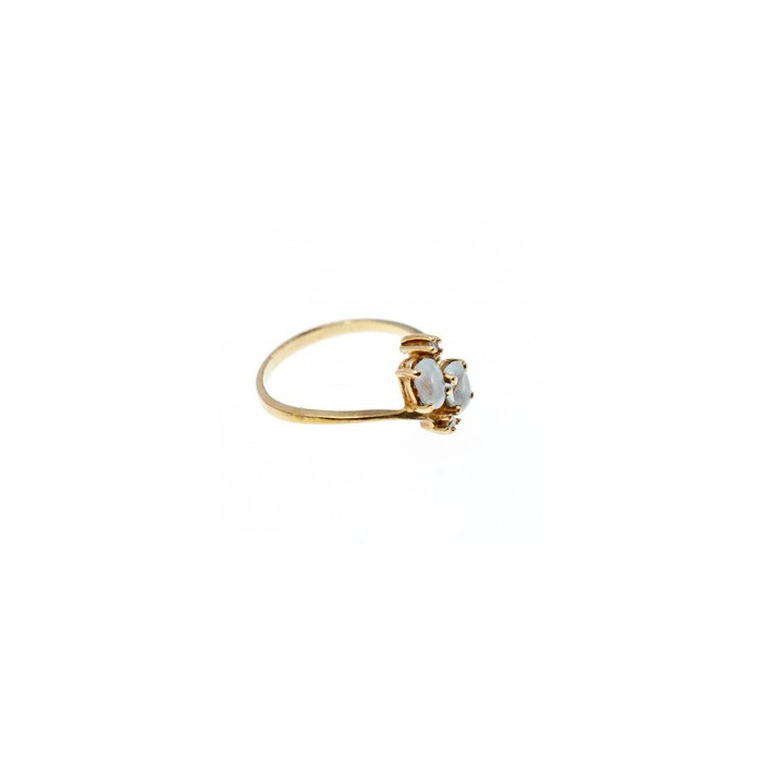 10K YELLOW GOLD  AQUAMARINE & DIAMONDS RING SIZE 5.5
