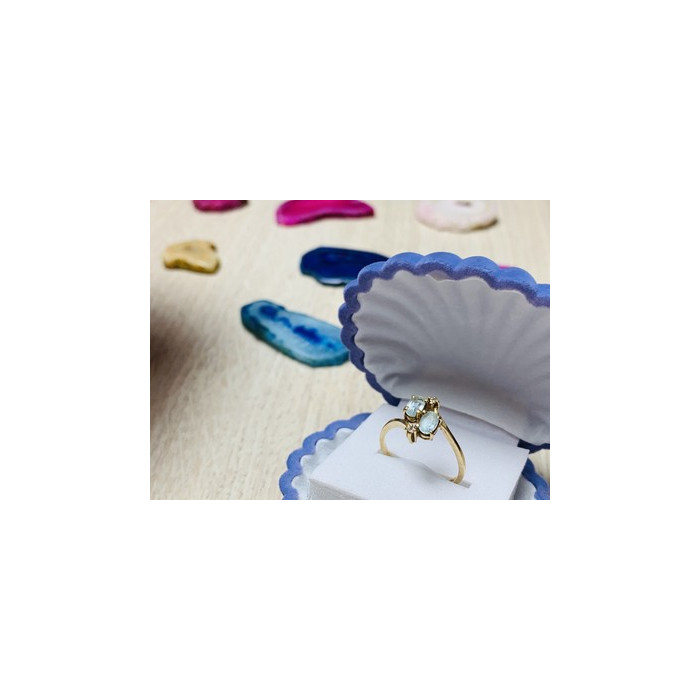 10K YELLOW GOLD  AQUAMARINE & DIAMONDS RING SIZE 5.5