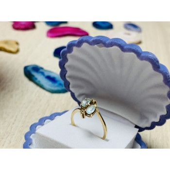 10K YELLOW GOLD  AQUAMARINE & DIAMONDS RING SIZE 5.5