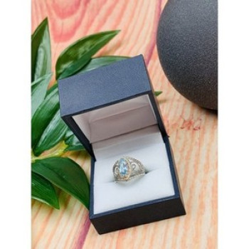 925 Sterling Silver Topaz Openwork Ring Size 9.5