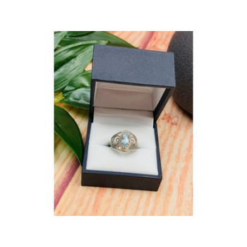 925 Sterling Silver Topaz Openwork Ring Size 9.5