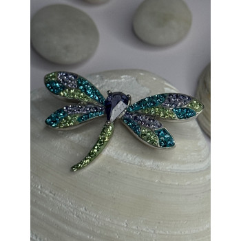 925 Sterling Silver Dragonfly Amethyst & Cz Pendant Length 1 Inch