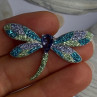 925 Sterling Silver Dragonfly Amethyst & Cz Pendant Length 1 Inch