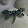 925 Sterling Silver Dragonfly Amethyst & Cz Pendant Length 1 Inch