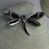 925 Sterling Silver Dragonfly Amethyst & Cz Pendant Length 1 Inch
