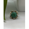 Vintage 925 Sterling Silver Green Peking Glass Stone Ring Size 6