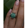 Vintage 925 Sterling Silver Green Peking Glass Stone Ring Size 6