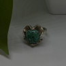 Vintage 925 Sterling Silver Green Peking Glass Stone Ring Size 6