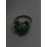 Vintage 925 Sterling Silver Green Peking Glass Stone Ring Size 6