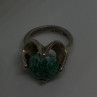Vintage 925 Sterling Silver Green Peking Glass Stone Ring Size 6