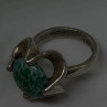 Vintage 925 Sterling Silver Green Peking Glass Stone Ring Size 6
