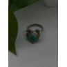 Vintage 925 Sterling Silver Green Peking Glass Stone Ring Size 6
