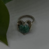 Vintage 925 Sterling Silver Green Peking Glass Stone Ring Size 6