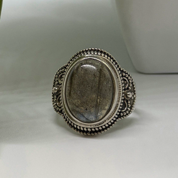 Vintage 925 Sterling Silver Labradorite Gemstone Ring Size 11