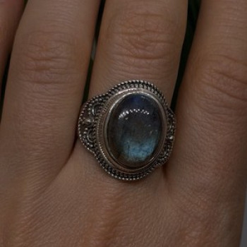 Vintage 925 Sterling Silver Labradorite Gemstone Ring Size 11