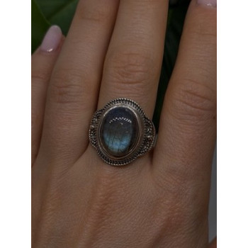 Vintage 925 Sterling Silver Labradorite Gemstone Ring Size 11