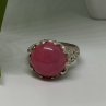 925 Sterling Silver Pink Agate Flower Ring Size 7.5