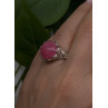 925 Sterling Silver Pink Agate Flower Ring Size 7.5