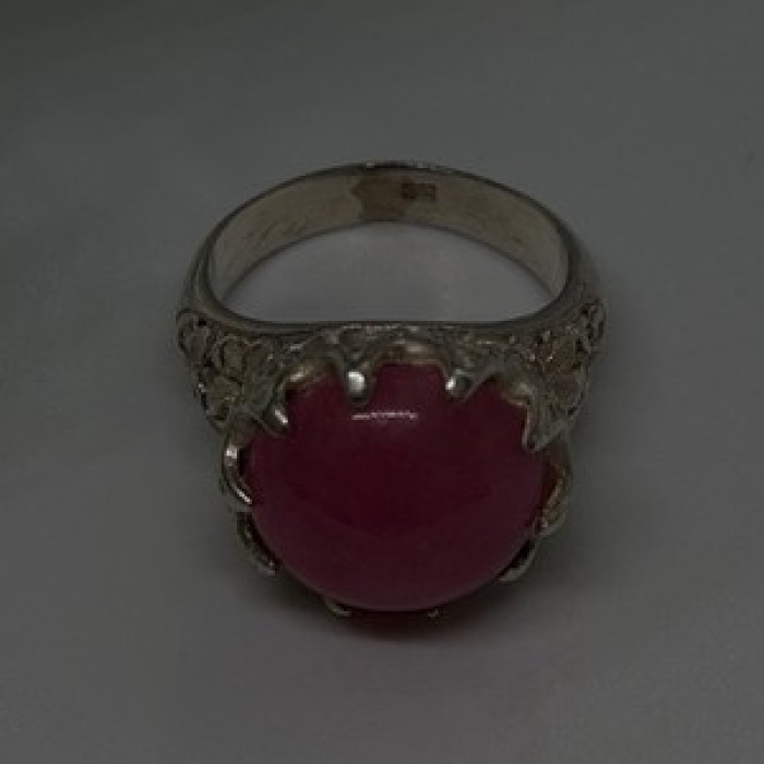 925 Sterling Silver Pink Agate Flower Ring Size 7.5