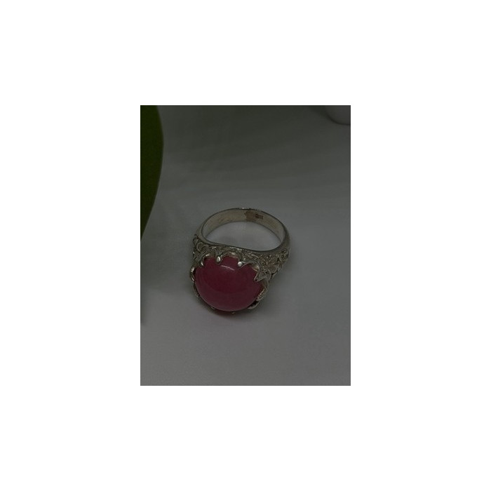 925 Sterling Silver Pink Agate Flower Ring Size 7.5
