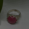925 Sterling Silver Pink Agate Flower Ring Size 7.5