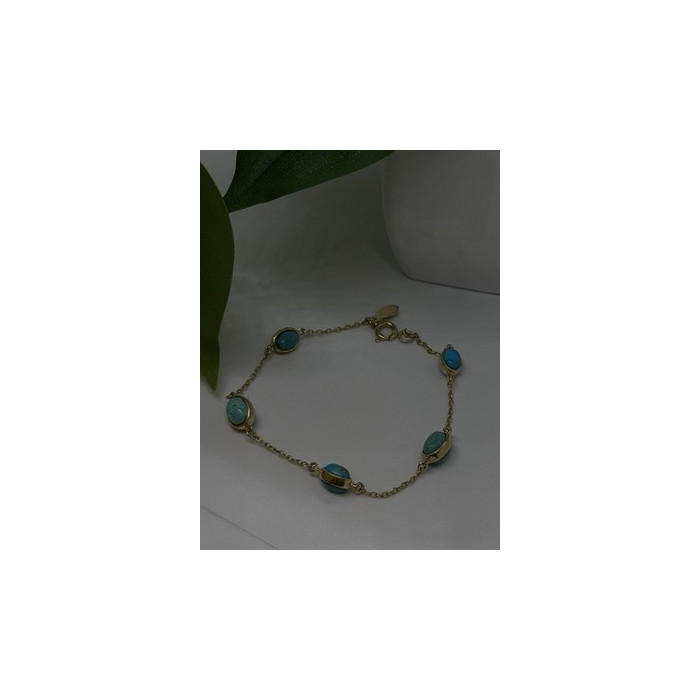 925 Sterling Silver Gold Plated Turquoise Bracelet 7.5