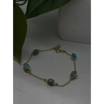 925 Sterling Silver Gold Plated Turquoise Bracelet 7.5