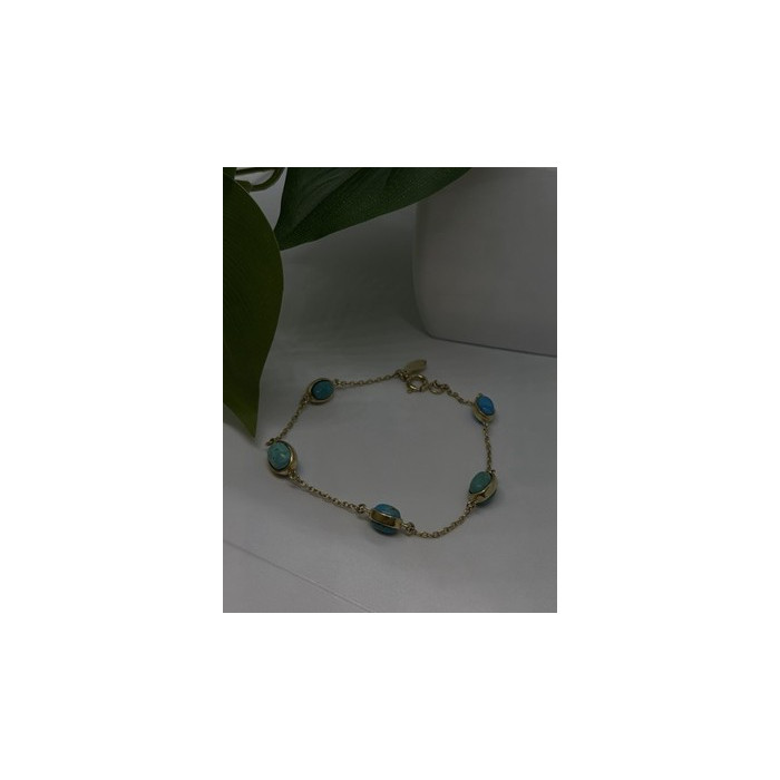 925 Sterling Silver Gold Plated Turquoise Bracelet 7.5