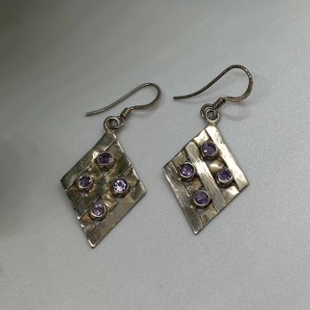 Beautiful Vintage 925 Sterling Silver Amethyst Earrings