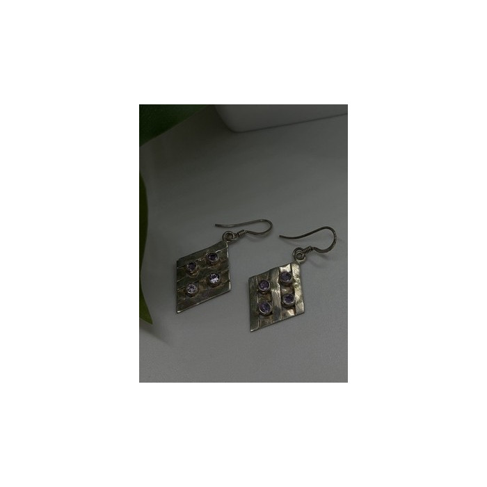 Beautiful Vintage 925 Sterling Silver Amethyst Earrings