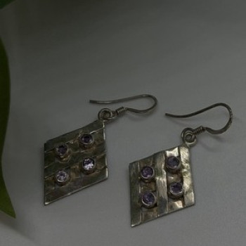 Beautiful Vintage 925 Sterling Silver Amethyst Earrings