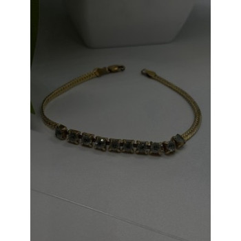 925 Sterling Silver 14K Yellow Gold Plated Aquamarine Bracelet 7