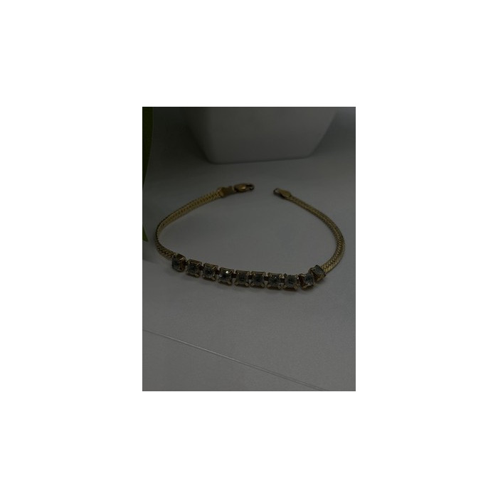 925 Sterling Silver 14K Yellow Gold Plated Aquamarine Bracelet 7