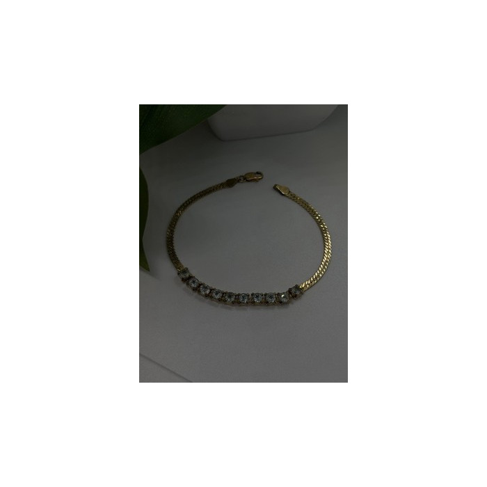 925 Sterling Silver 14K Yellow Gold Plated Aquamarine Bracelet 7