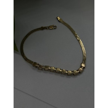 925 Sterling Silver 14K Yellow Gold Plated Aquamarine Bracelet 7