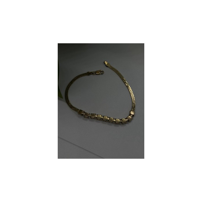 925 Sterling Silver 14K Yellow Gold Plated Aquamarine Bracelet 7