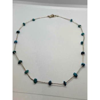 Beautiful Vintage 925 Sterling Silver Blue Turquoise Necklace