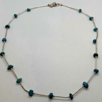 Beautiful Vintage 925 Sterling Silver Blue Turquoise Necklace