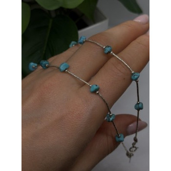 Beautiful Vintage 925 Sterling Silver Blue Turquoise Necklace