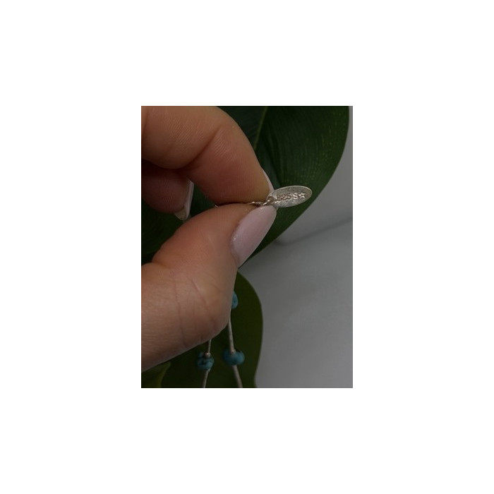 Beautiful Vintage 925 Sterling Silver Blue Turquoise Necklace