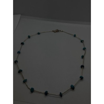 Beautiful Vintage 925 Sterling Silver Blue Turquoise Necklace