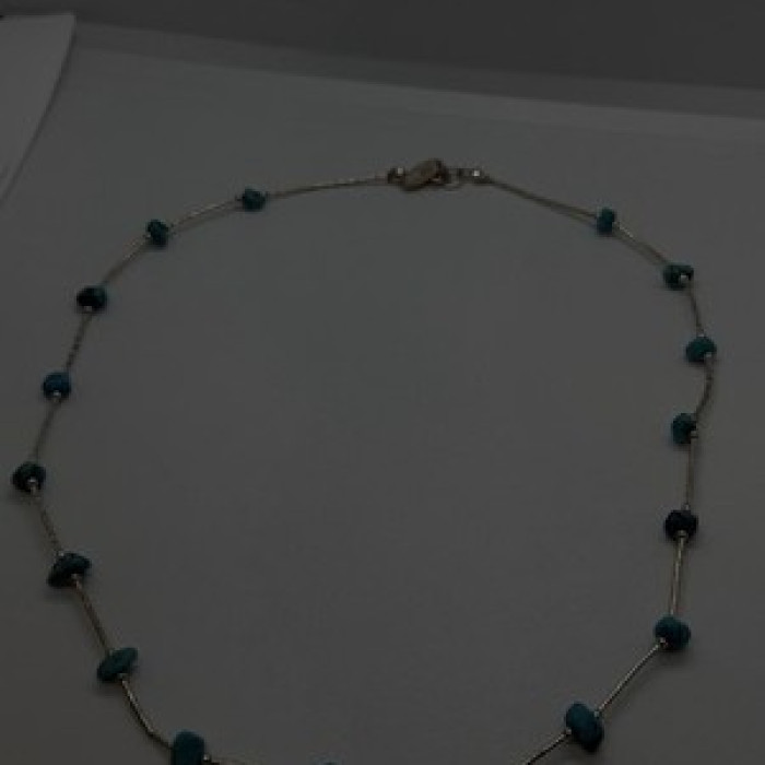 Beautiful Vintage 925 Sterling Silver Blue Turquoise Necklace
