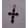 Vintage 925 Sterling Silver Black Onyx Cross