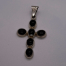 Vintage 925 Sterling Silver Black Onyx Cross