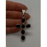 Vintage 925 Sterling Silver Black Onyx Cross