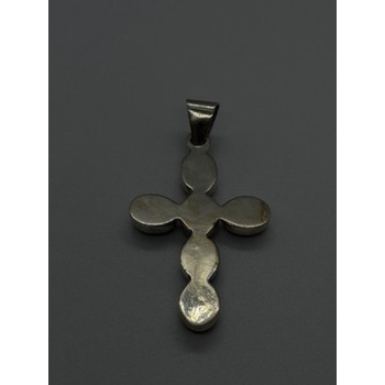 Vintage 925 Sterling Silver Black Onyx Cross